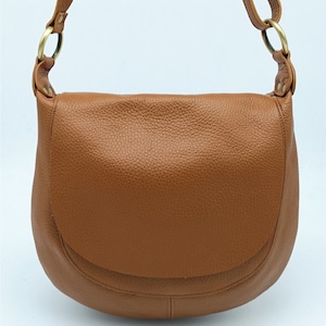 Soft leather bag for women, brown shoulder strap, leather messenger bag