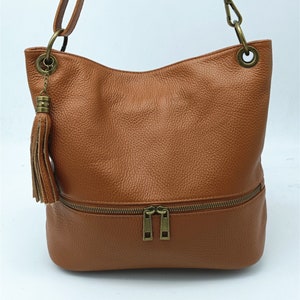 Soft Leather Bag for Women, Brown Shoulder Strap