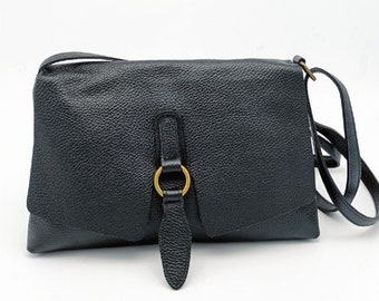 sac en daim  cuir veritable ,vachette noir