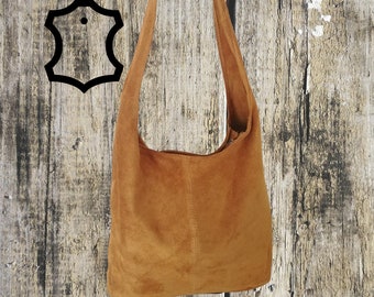 Women's leather tote bag with camel collar