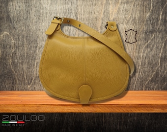 soft leather shoulder bag for women, mustard yellow shoulder bag