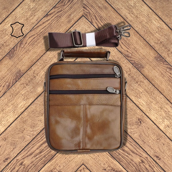 Men's Shoulder Bag Messenger Bag with Leather Handle Handbag Work Clutch Bag