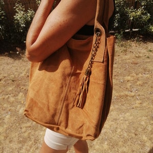 sac cabas en cuir femme col chamois imagem 1