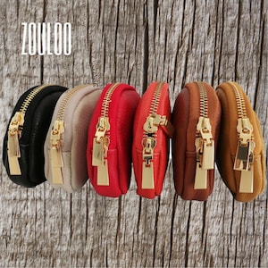 Monedero de cuero real, tamaño grande 15cm x10x3 cm, cuero italiano, cremallera