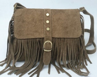 Tina Fringe Bag, Taupe