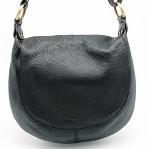 Women's Soft Leather Bag, Black Shoulder Strap