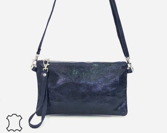 black soft leather pouch bag
