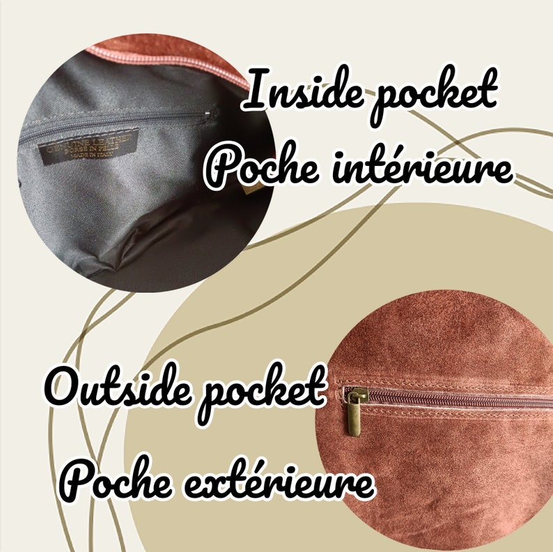 Sac Hobo En Cuir Femme , sac bandouliere daim, bandouliere en cuir irisé image 8