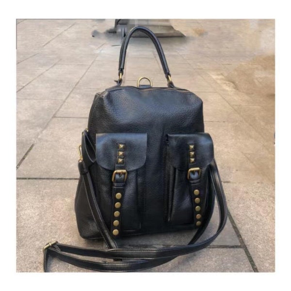 sac a dos femme en cuir pu, clouté