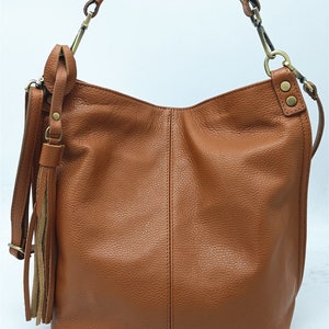 Soft leather bag for women, Brown bandouliere