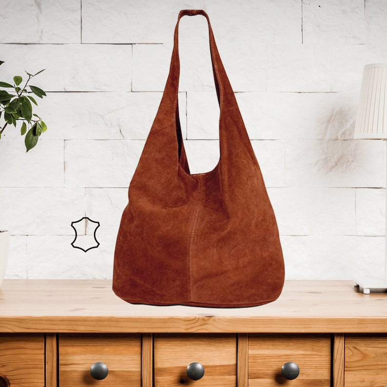 brown women's leather tote bag, large leather tote bag, leather student school bag Brown