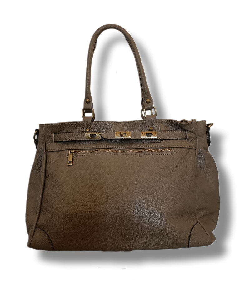 Grand sac cuir en cuir souple, sac grand format en cuir grainé vintage italien, image 6