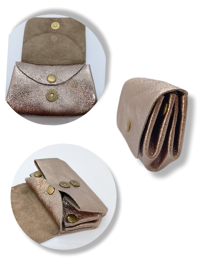 Porte-monnaie, porte carte bancaire , femme en cuir véritable, brillant, irisé, 3 compartiments , double fermeture magnetique, RFID image 7