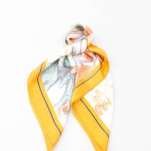 carre de soie ,foulard en soie femme carré, foulard moderne, floral, printemps été, foulard pour travailler,foulard pour cheveux ,cadeaux image 7