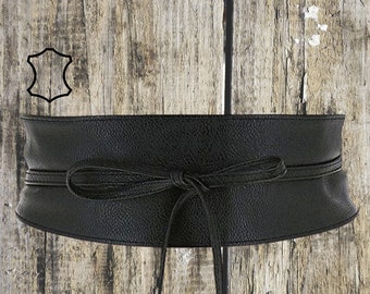 Ceinture Large  Obi Pour Femme  En cuir veritable, a nouer