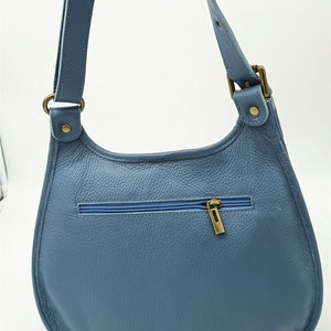 soft leather shoulder bag for women, sky blue shoulder shoulder bag image 3