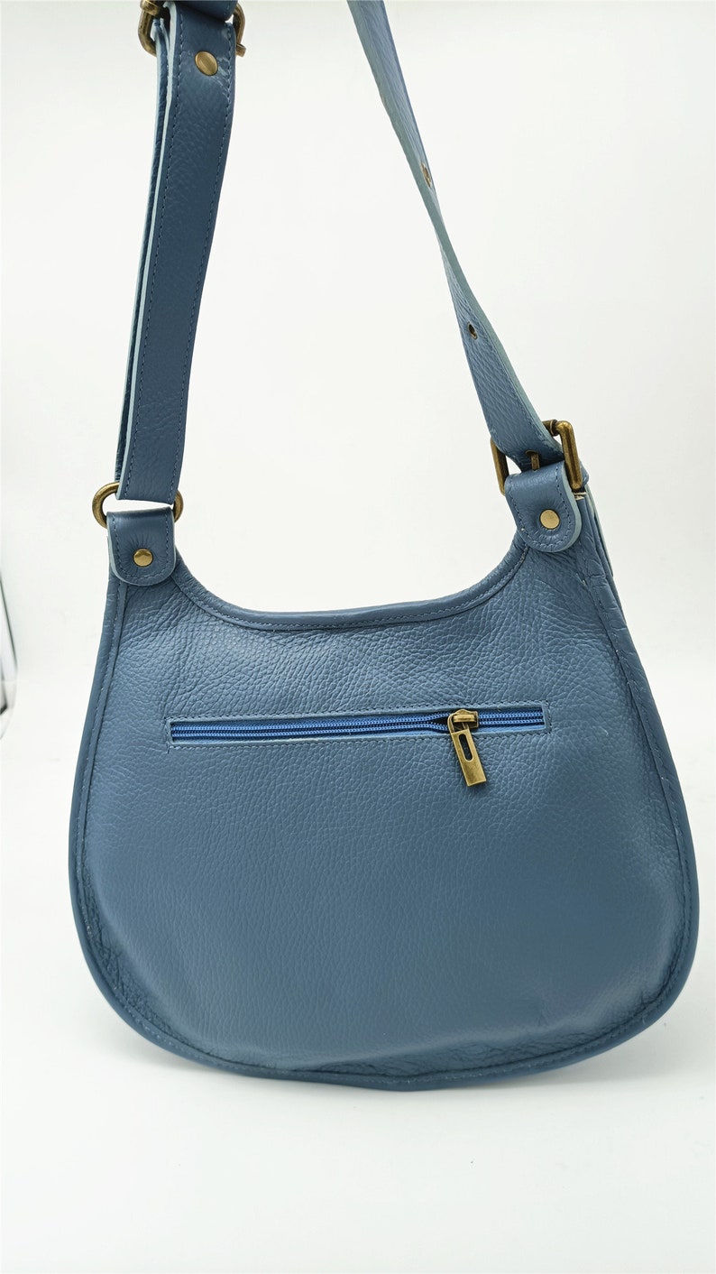 soft leather shoulder bag for women, sky blue shoulder shoulder bag image 3