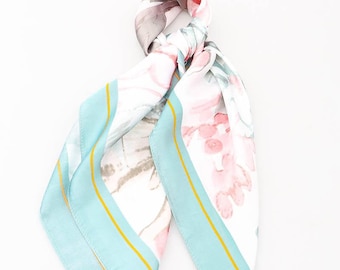 silk scarf, square women's silk scarf, modern scarf, floral, spring summer, scarf for work, hair scarf, gifts