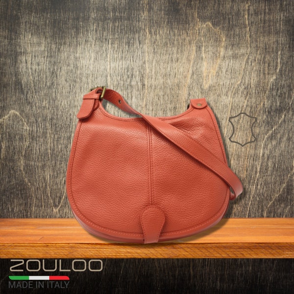 soft leather shoulder bag for women, orange shoulder bag