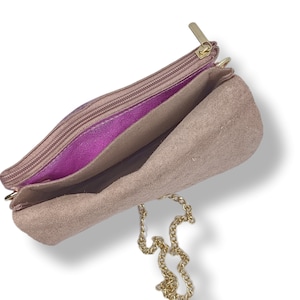 Pochette, sac a bandouliere chainette dorée, en cuir veritable vachette irisé, doré ,paillette zdjęcie 2