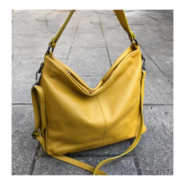 sac cabas  en cuir femme Jaune