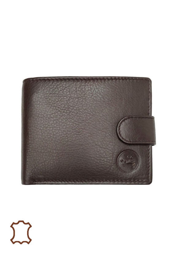 Cartera de hombre en cuero granulado real - Etsy España