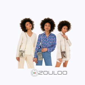 Bolsa dourada para smartphone em couro GENUÍNO
