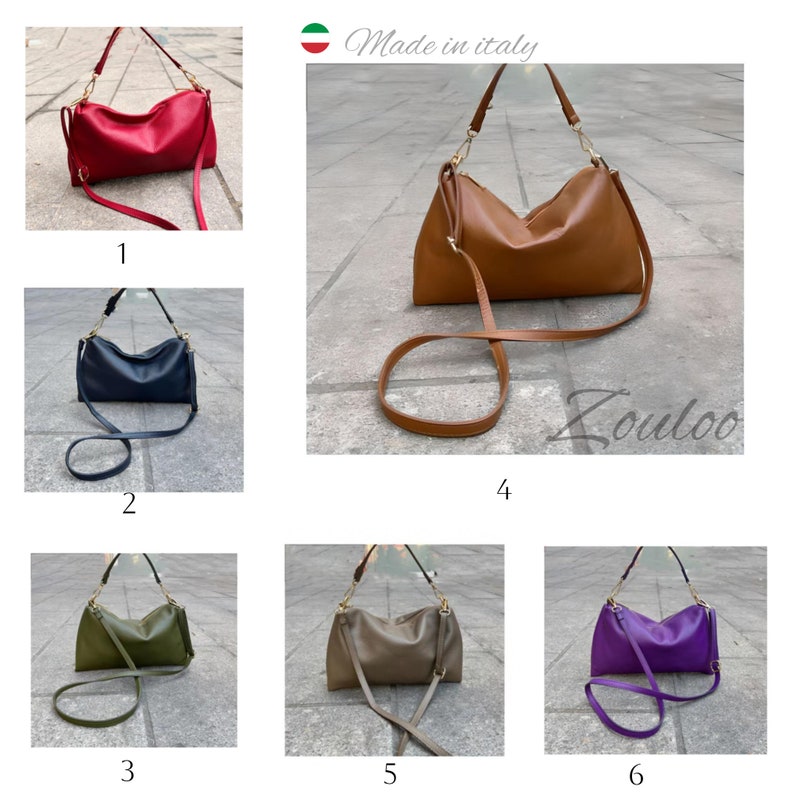 Women's Leather Hobo Bag with camel collar image 8