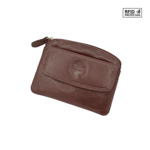 Porte Monnaie homme, porte carte protection RFID de votre carte bleue en cuir vachette Marron