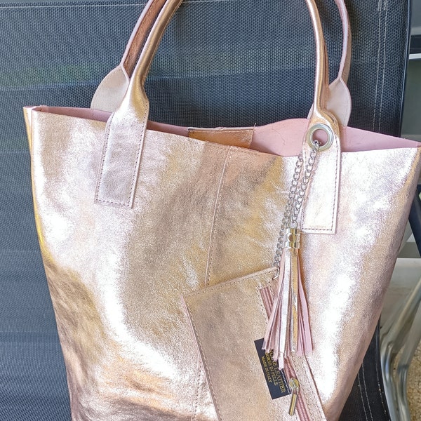 Grand Sac fourre-tout ,Sac en cuir shopping,  sac bandoulière doré femme , Sac cabas en cuir pour femme, Sac à bandoulière pour femme