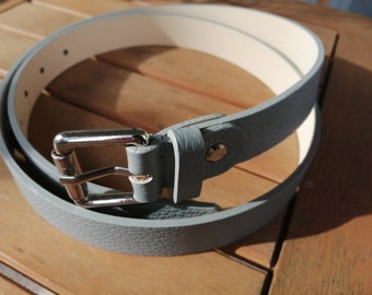 ceinture cuir pour femme, ceinture femme en cuir reglable en longueur , ceinture femme cuir gris