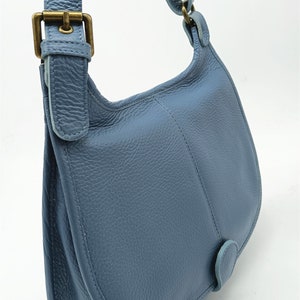 soft leather shoulder bag for women, sky blue shoulder shoulder bag image 2