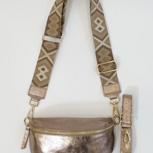 Sac banane femme cuir a bandouliere, sac banane cuir irisé , cuir doré sac banane, sac banane chic Bronze