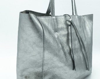 Tote Bag jede Frau Leder Tote Bag Frau große Tote Bag Taschen Leder Tragetaschen Silber