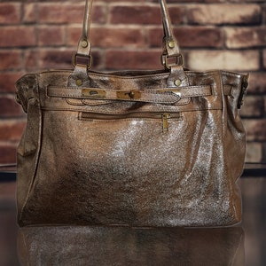 Grand sac cuir en cuir souple, sac grand format en cuir grainé vintage italien, image 8