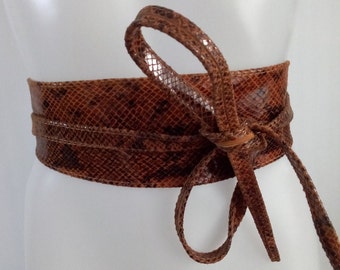 Ceinture Large  Obi Pour Femme  En cuir veritable  , a nouer,