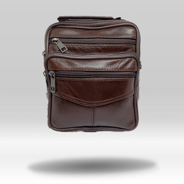 Sac à Bandoulière Sacoche Homme en Cuir Sac à Main Sac Pochette Travail noir, Marron