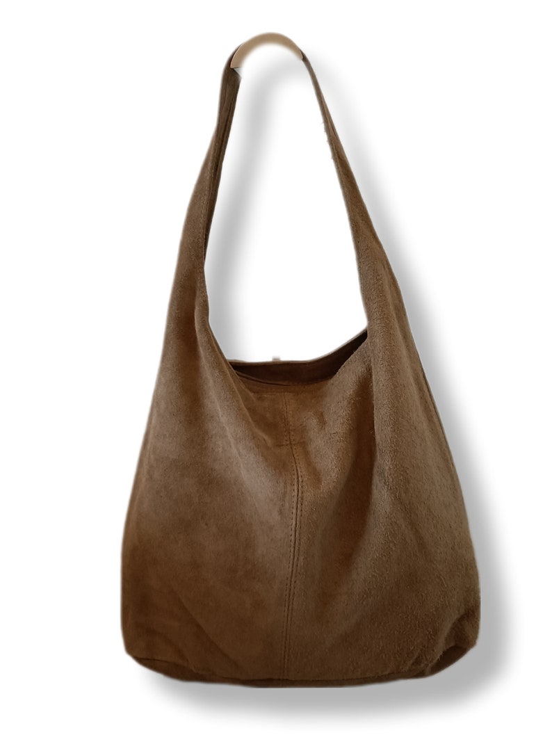 brown women's leather tote bag, large leather tote bag, leather student school bag image 8