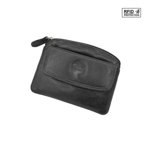 Porte Monnaie homme, porte carte protection RFID de votre carte bleue en cuir vachette Noir