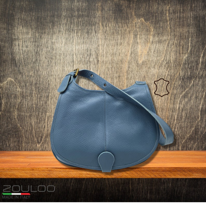 soft leather shoulder bag for women, sky blue shoulder shoulder bag image 1