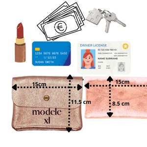 Porte-monnaie, porte carte bancaire , femme en cuir véritable, brillant, compartiments , fermeture zip ,15x8.5 cm ou 15x11.5 cm image 7