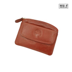 Porte Monnaie homme, porte carte protection RFID de votre carte bleue en cuir vachette camel