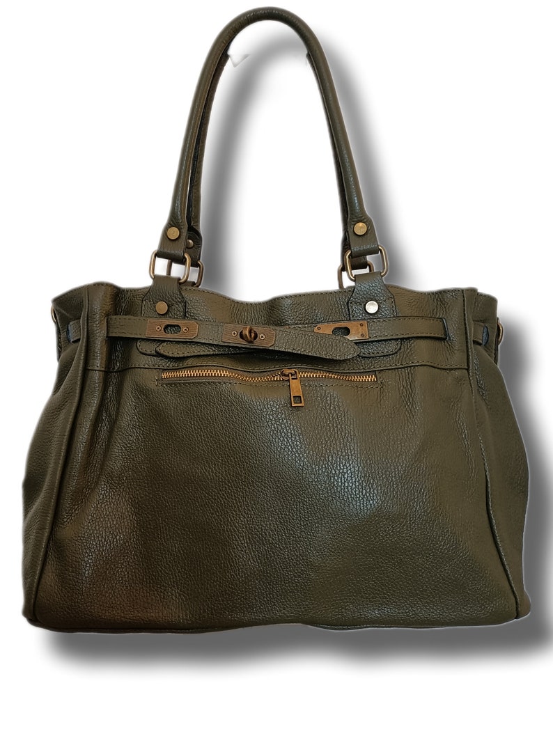 Grand sac cuir en cuir souple, sac grand format en cuir grainé vintage italien, image 9