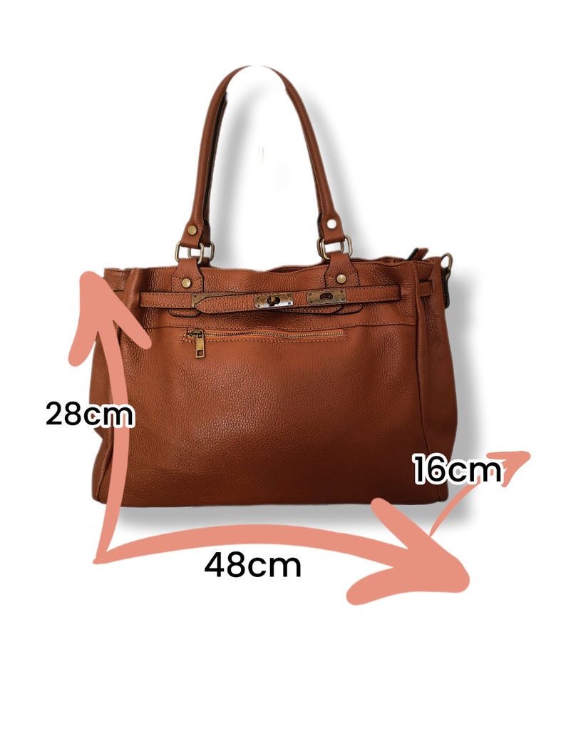 Grand sac cuir en cuir souple, sac grand format en cuir grainé vintage italien, image 3