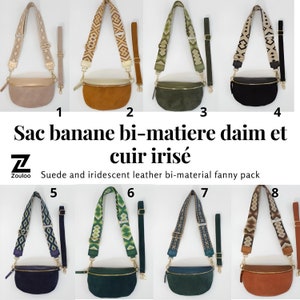 Sac banane femme cuir a bandouliere, sac banane cuir irisé , cuir doré sac banane, sac banane chic image 7