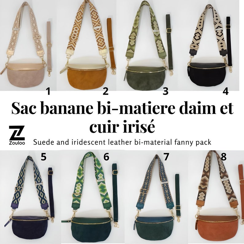 Sac banane femme cuir a bandouliere, sac banane cuir irisé , cuir doré sac banane, sac banane chic image 7