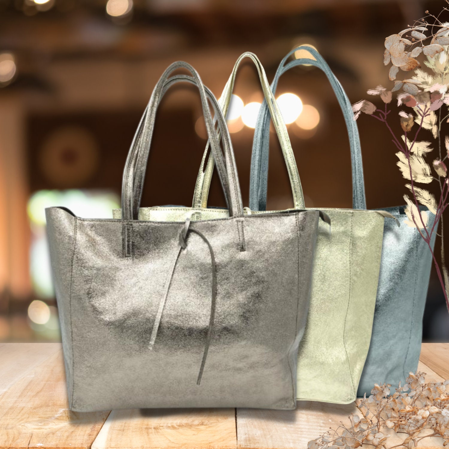 TOULOUSE Metallic Leather Tote