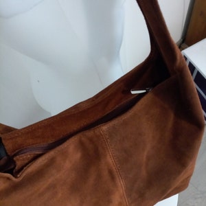 brown women's leather tote bag, large leather tote bag, leather student school bag image 5