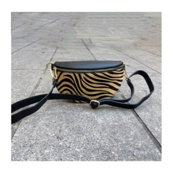 Sac banane femme cuir a bandouliere, sac de poitrine sac de ceinture, panthere ,zebre, vache