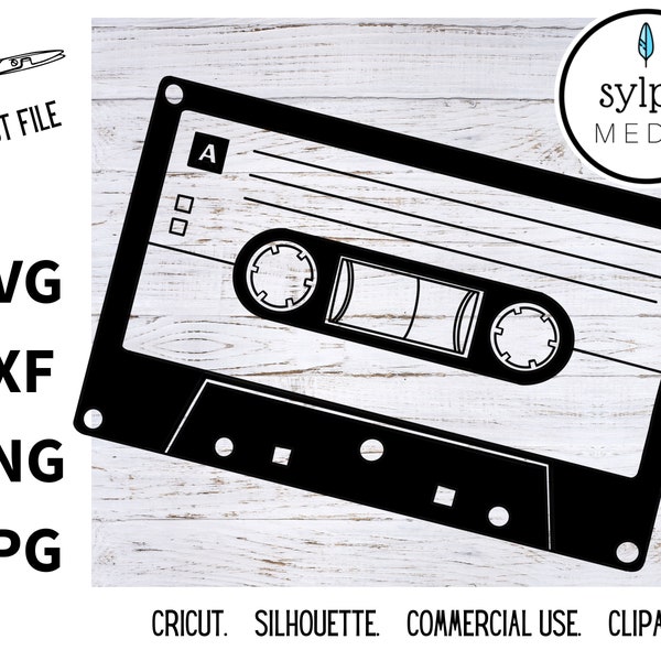 cassette svg, cassette tape, svg, svg designs, svg files for cricut, instant download, clipart, tape svg, music svg, 80s svg, eighties svg